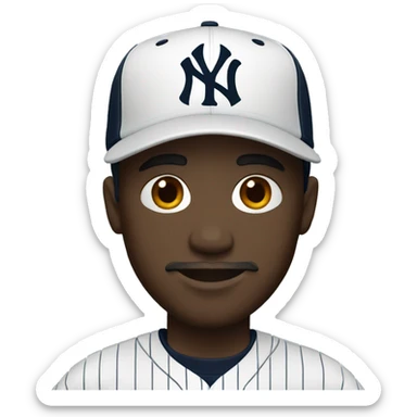 Man with cap and jersey of the New York Yankees sticker