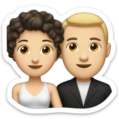 love couple a white man with black buzz cut and a matt woman with wavy dark hair sticker