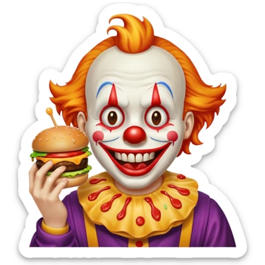Art the clown from terriffer eating a burger sticker