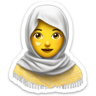 Yellow love face emoji wearing Palestine kuffiyeh sticker
