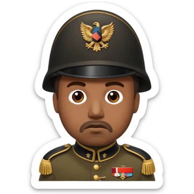 cartoon emoji of man resembling Kanye West dressed as historical German soldier sticker