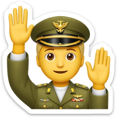 Eine salutierenden Emoji (Hautfarbe: gelb ) in Armee Klamotten männlich; salutierend mit der rechten Hand und auf der Höhe der Stirn sticker