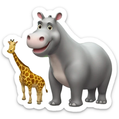hippopotame qui dans un slow avec une girafe sticker