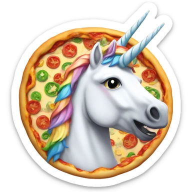 Unicorn eat rainbow pizza sticker