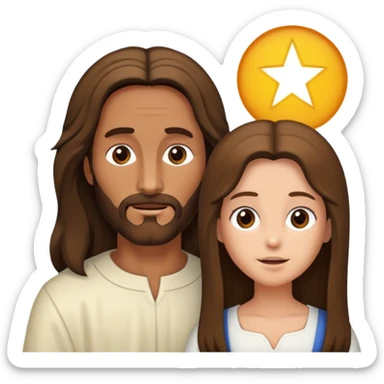 Jesus abraçando uma menina de cabelo cacheado sticker