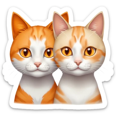 one orange creamy with orange eyes cat and one white with some gray stains on her face  sticker