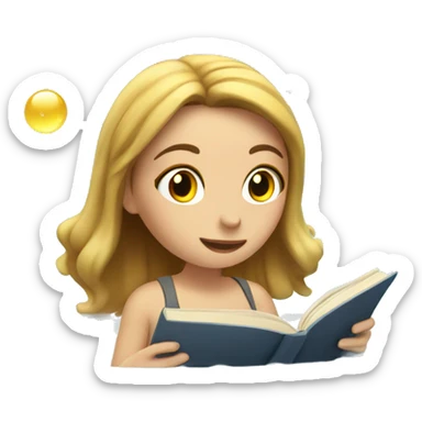 Girl with light brown hair reading a book in the bath with bubbles  sticker