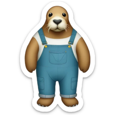 Walrus with overalls sticker