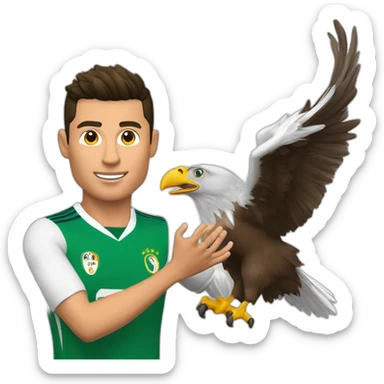 Cristiano Ronaldo qui fait l aigle à deux tête avec ses mains sticker