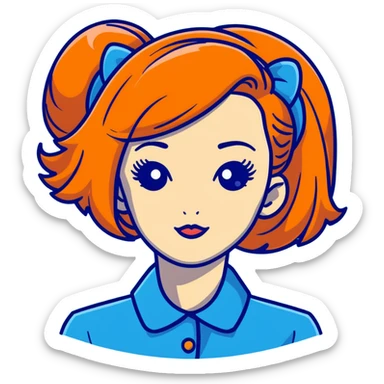 orange hair styled in a retro bouffant sticker
