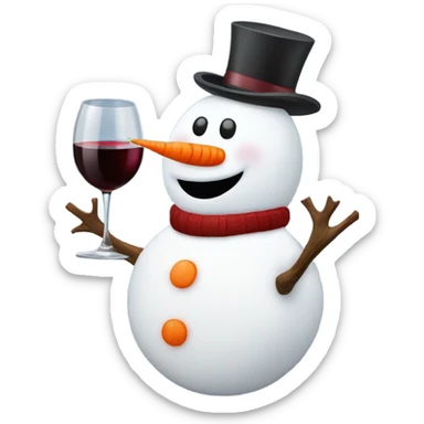 Snowman drinking a glass of red wine sticker