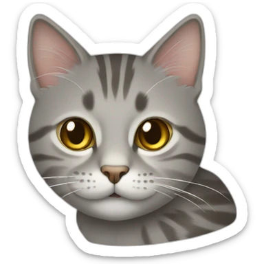 Un chat tabby gris avec une petite queue sticker