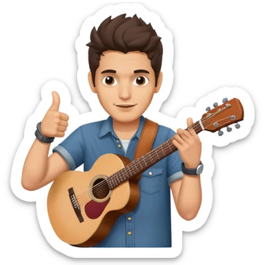john mayer holding guitar and with one hand giving thumbs up sticker
