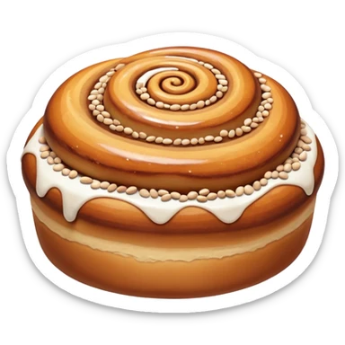 cinnemon bun with white sugar pebbles on top sticker