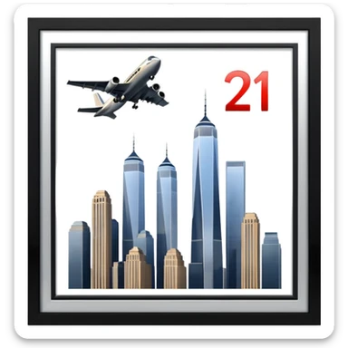 the number 21 on a plane flying into the twin towers sticker