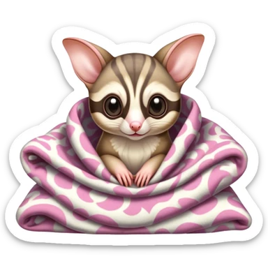 Sugar glider cozy in blanket sticker