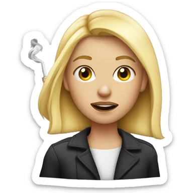 Blonde girl with cigarette in her mouth sticker