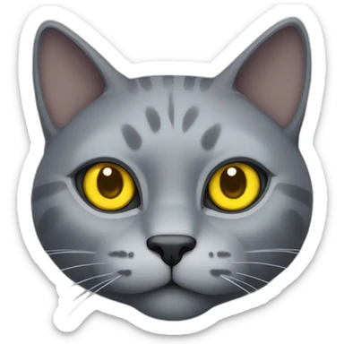 Head of gray cat with yellow eyes looking at you really brutal sticker