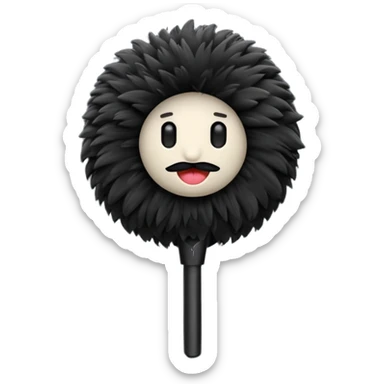 boom fluffy microphone with stick sticker