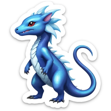 White glossy soft silky furry iridescent Salandit-Litleo-Absol-Shinx-fusion-hybrid, full body sticker