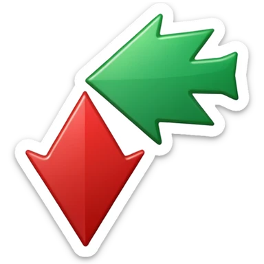 Tag vermelha com uma flecha pra cima verde do lado sticker