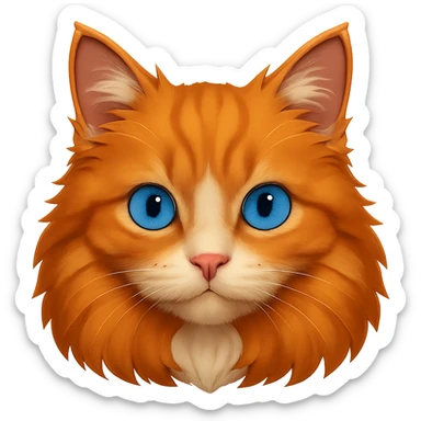 Change the cat's eyes to bright blue, keep the rest the same, with no background sticker