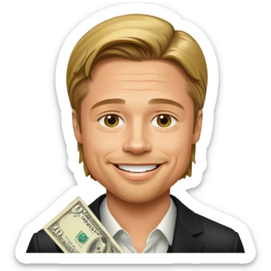Bradd pitt with cash  sticker