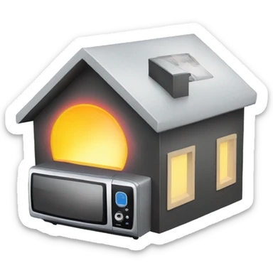 house with microwave rays around it sticker