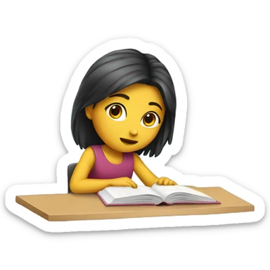 A girl studying sticker