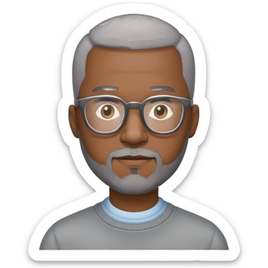 Black man with a gray buzz cut and beard with glasses sticker
