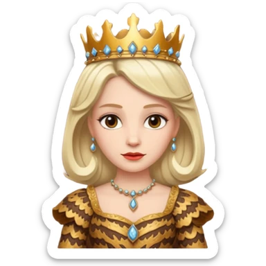 Queen wearing a bark-patterned dress sticker