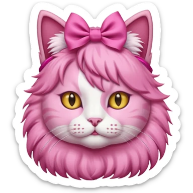 A pink cat with a pink ribbon in her head sticker
