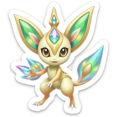 Futuristic Meloetta-Celebi-Cresselia-Jidachi-Victini-Pokémon-Digimon-Fakémon-fusion-hybrid-creature sticker