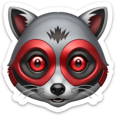 Cyborg racoon face red eyes sticker