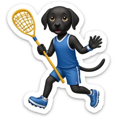 Black lab playing lacrosse sticker