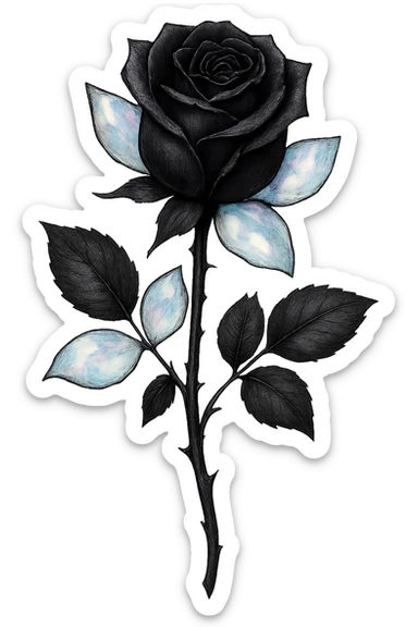 goth Opal crystal rose flower, remove background sticker