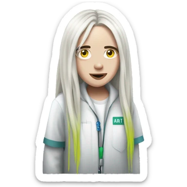 Billie Eilish backstage at a science lab sticker