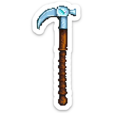pixelated Minecraft diamond pickaxe with brown handle sticker