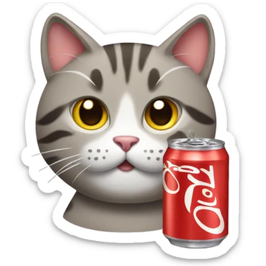 Cat with soda can sticker