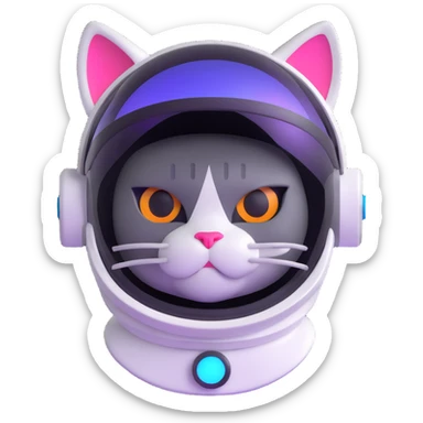 space cat with futuristic visor sticker