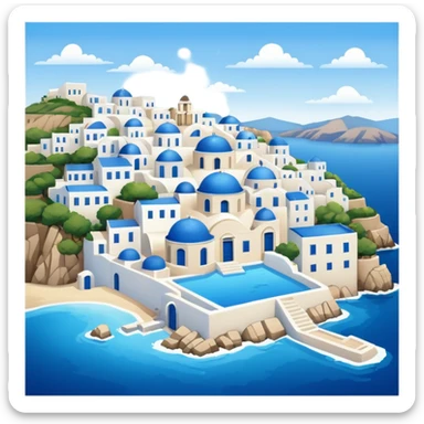 a greek island seen from the sea sticker