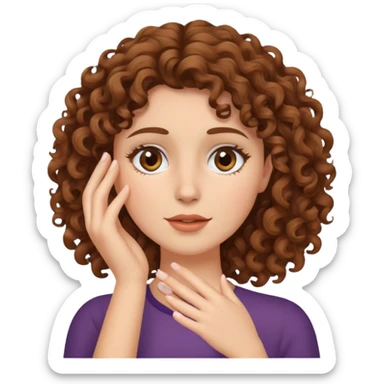 Female face palm with fair skin and brown curly hair  sticker