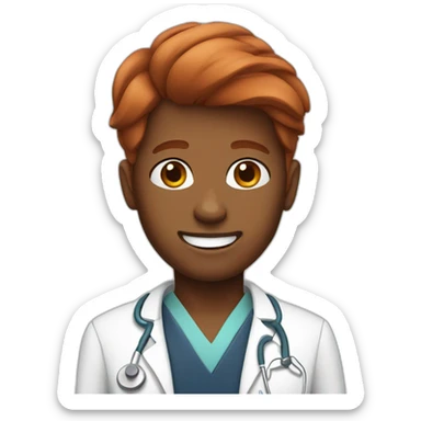 red hair brown skin dentist sticker