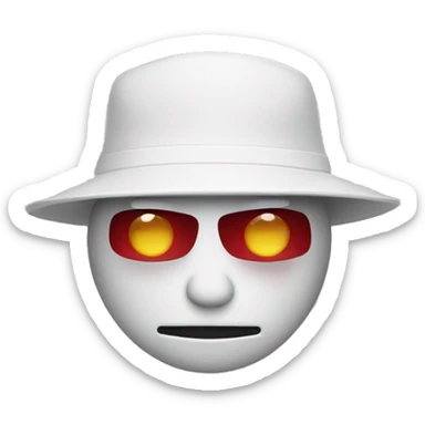 Someone wearing a MAGA hat that comes over their face and makes them a robot sticker