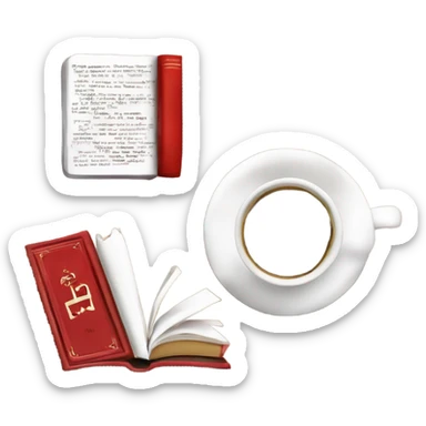 coffe and books red and White ￼ sticker
