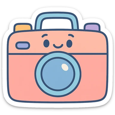a camera in pastel toon style, soft colors, cute and simple sticker