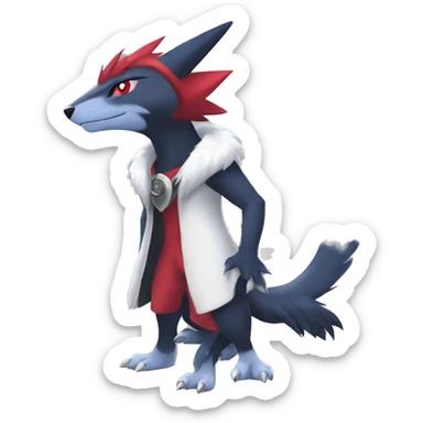 Cool Edgy Nargacuga-Absol-Zangoose-Sneasel-Quilava with a collar on, full body sticker