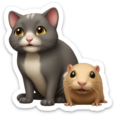 Cat sitting next to mole rat sticker