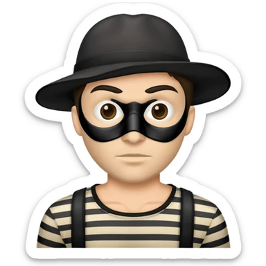 classic robber with black mask and striped shirt sticker