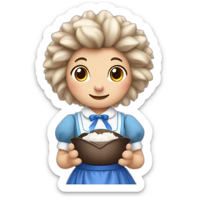 Hedgehog wearing a blue maid dress with a black bow and apron sticker